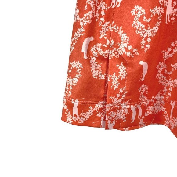 Nike Golf‎ Fit Dry Skort Skirt Golf Player Print Orange Athletic Women's Large - Picture 5 of 14